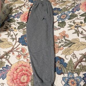 Jordan Gray Sweatpants with Red Jumpman Tag
